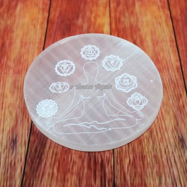 Healing Selenite Seven Chakra Charging Plate Coaster