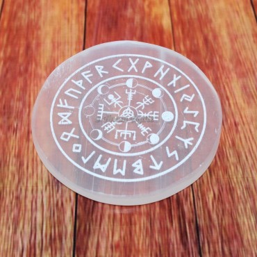 Selenite Engraved Charging Plate for Meditation