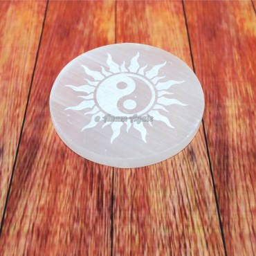 Ying Yang Symbol Selenite Charging Plate