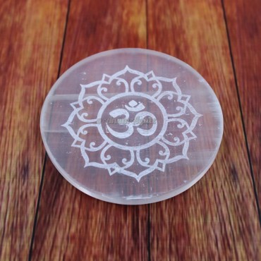 Om Symbol Selenite Charging Plate Coaster