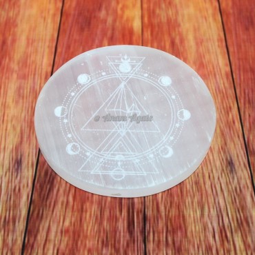 Moon Phase Selenite with Pyramid Charging Plate Coaster