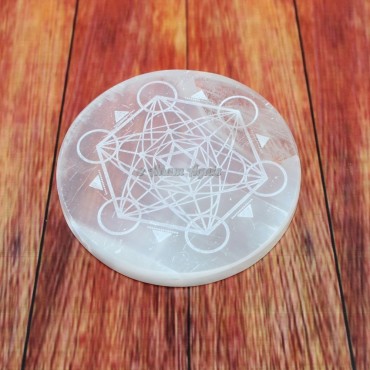 Selenite Metatron Crystal Charging Plate Coaster