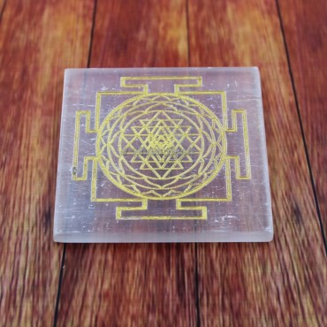 Gold Plated Acrylic Yantra Selenite Charging Plate Coaster