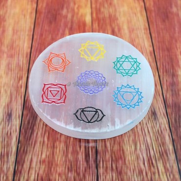 Selenite Colorful Seven Chakra Charging Plate Coaster