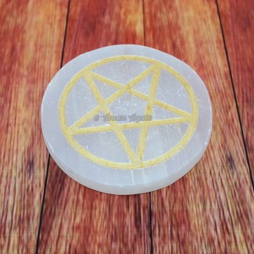 Pentagram Star Selenite  Charging Plate Coaster