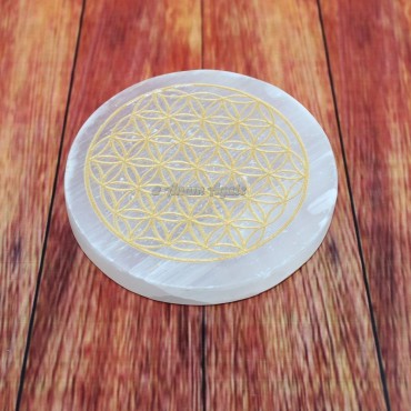 Gold Engraved Flower of Life Charging Plate Coaster