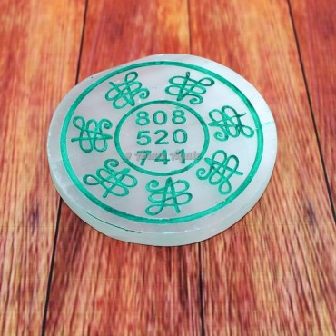 Green Color Zibu Symbol Selenite Charging Plate Coaster