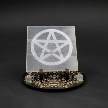 Selenite Charging Plate Pentacle