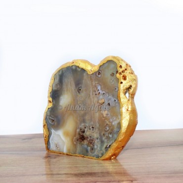 Yellow Agate Natural Cloud Shaped Electroplated Coasters