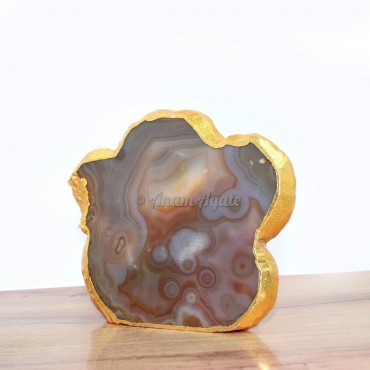 Yellow Agate Natural Electroplated Cloud Shaped Coasters